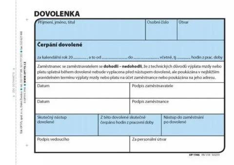 Dovolenka A6 OPT 1146 - nepropisující Akční Cena